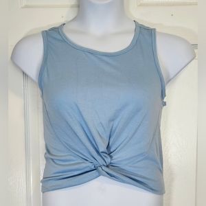 Yogalicious, blue, sleeveless, crop top. Size M